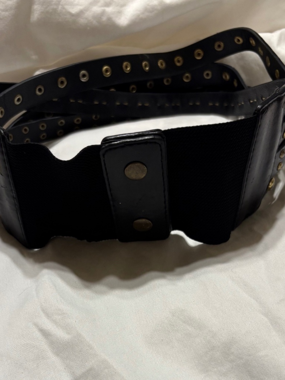 Vintage Y2K Macy's Heavyweight Studded Wide Corset Belt Black S/M